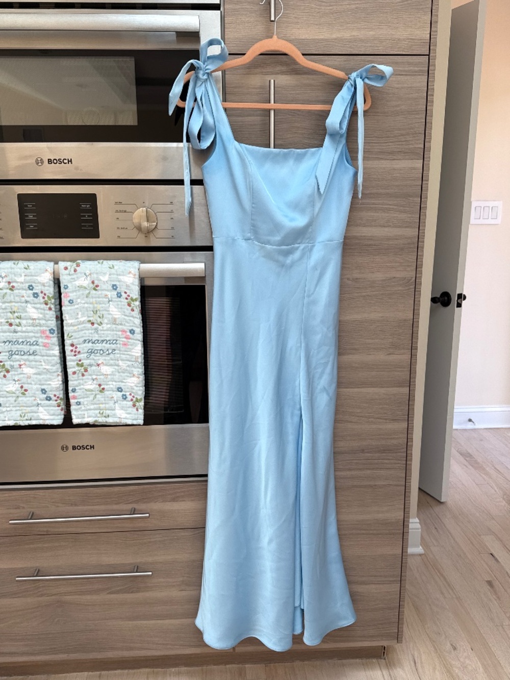 Sky blue bridesmaid dress